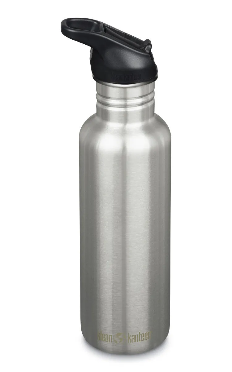 KLEAN KANTEEN Classic 800ml Water Bottle Flip Seal Sports Cap-BRUSH STAINL