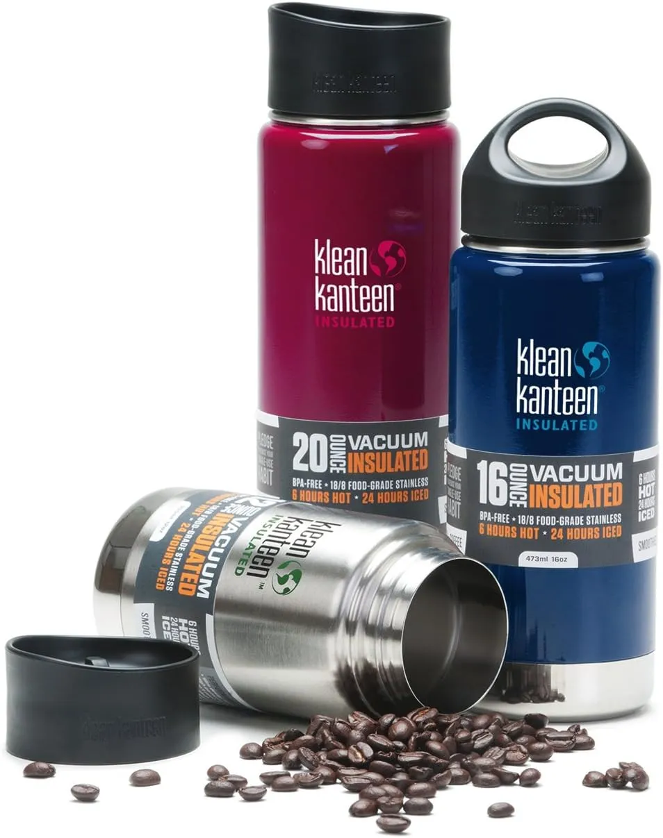 Klean Kanteen Wide Mouth Double Wall Insulated Water Bottle with Loop Cap