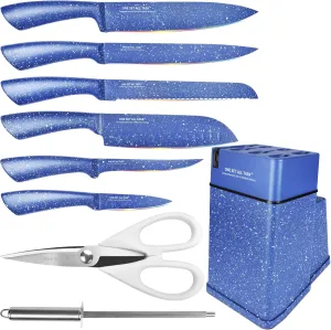 Knife Set with Block, High Carbon Stainless Steel Knife Block Set, Kitchen Knife Block Set with Built in Sharpener, Scissor, Chef, Bread, Santoku, Fruit, Boning, Serrated Bread Knife Set