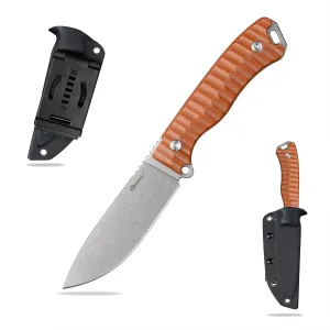 Knives 14C28N Steel Tactical Fixed Blade Knife with kydex sheath for Men EDC Outdoor Camping Survival Hunting (White brown)