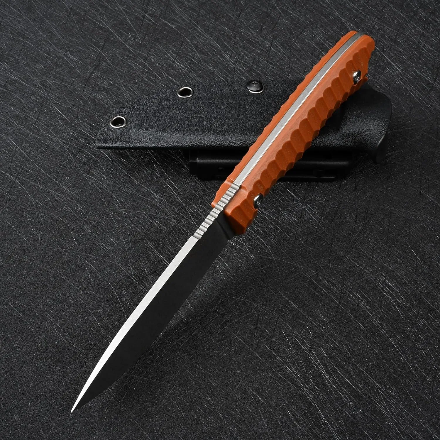 Knives 14C28N Steel Tactical Fixed Blade Knife with kydex sheath for Men EDC Outdoor Camping Survival Hunting (White brown)