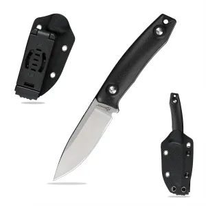 Knives 6.49 inch DC53 Steel Tactical Fixed Blade Knife with kydex sheath for Men EDC Outdoor Camping Survival Hunting (White stone wash Black handle)