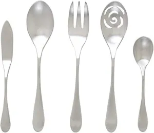 Knork Original 5-Piece Serving Set Stainless Steel, Matte Brushed Silver
