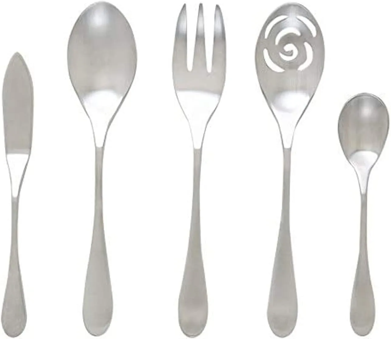 Knork Original 5-Piece Serving Set Stainless Steel, Matte Brushed Silver