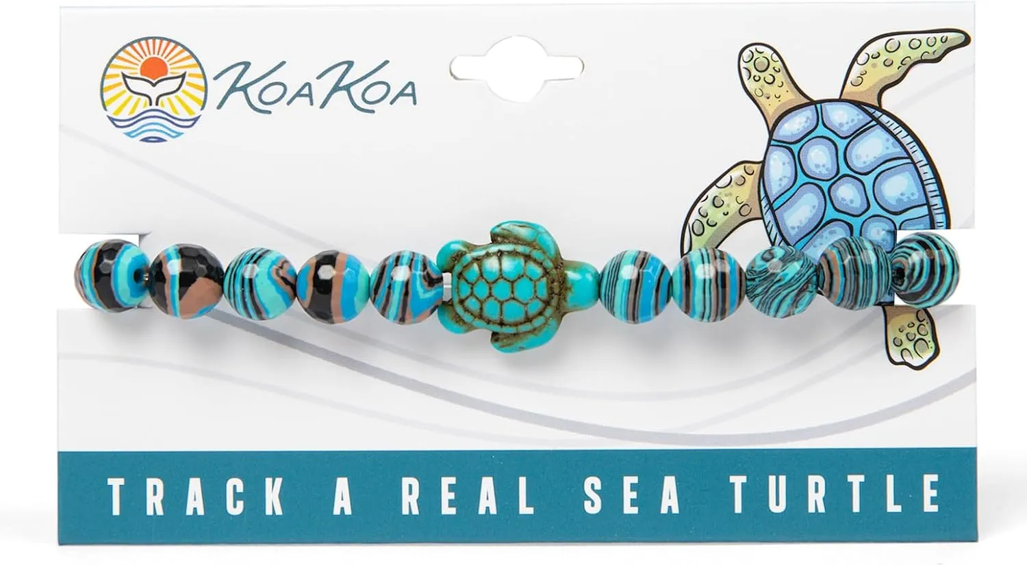 KoaKoa Sparkle Sea Turtle Tracking Bracelet, helps save sea turtles, one size fits most Men and Women