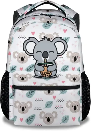 Koala Backpack for Girls Boys, 16 Inch Cute Backpack for School, White Lightweight Durable Bookbag for Kids