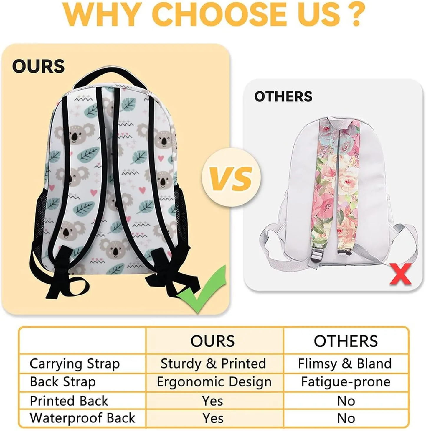Koala Backpack for Girls Boys, 16 Inch Cute Backpack for School, White Lightweight Durable Bookbag for Kids