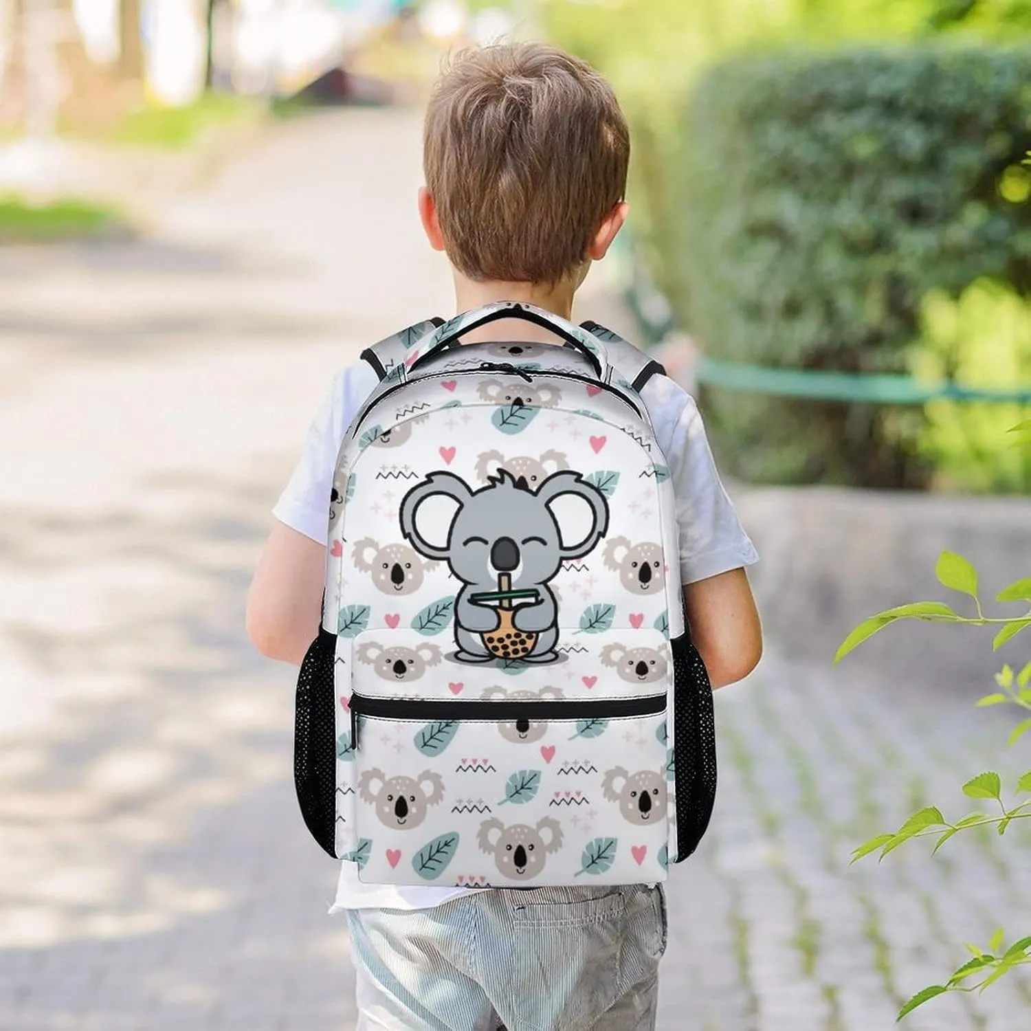 Koala Backpack for Girls Boys, 16 Inch Cute Backpack for School, White Lightweight Durable Bookbag for Kids
