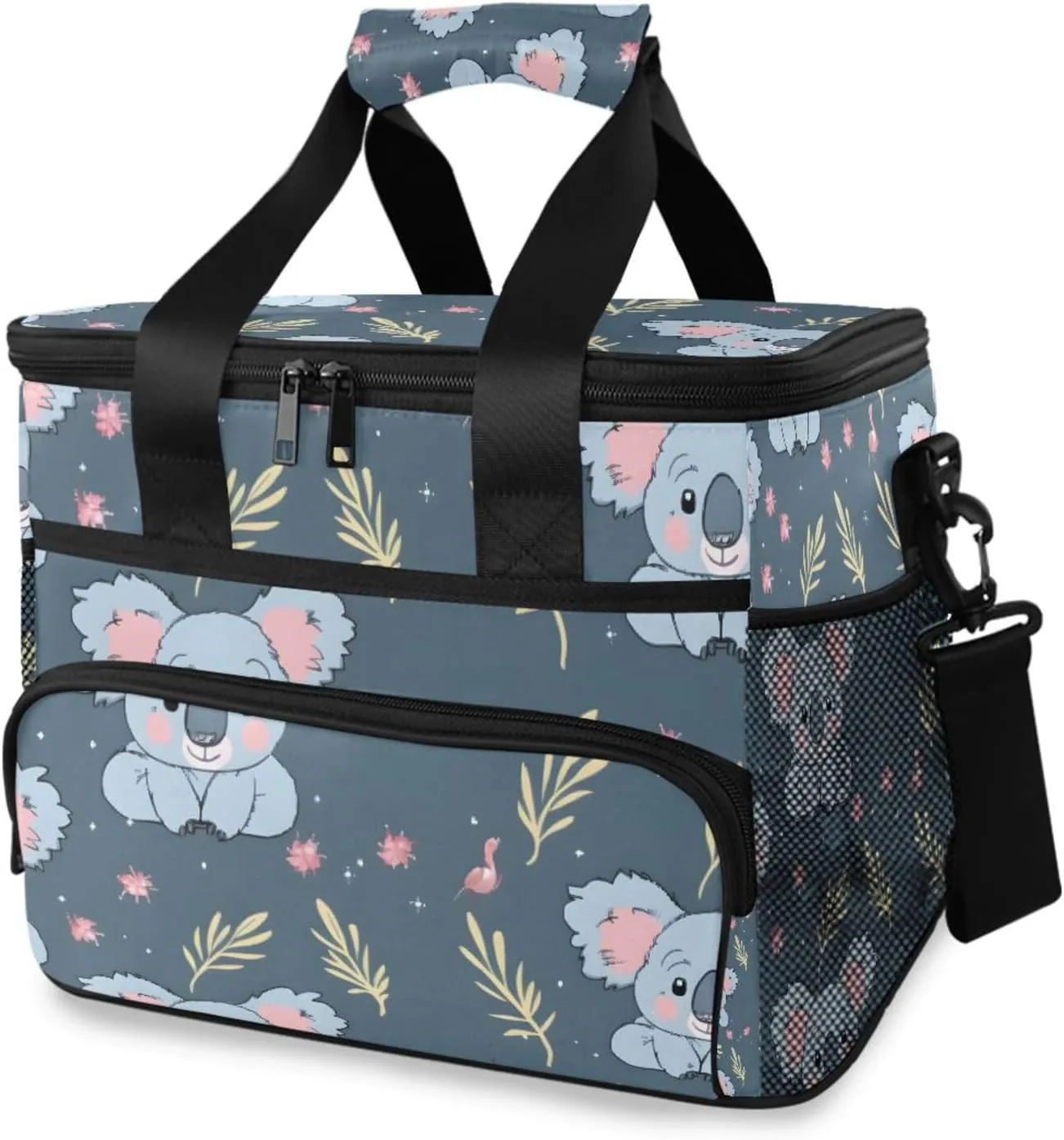 Koala Forest Blue Animal Cooler Bag Insulated Cooler Soft Sided Cooler 24 Can Portable Picnic Bag Large Leakproof Lunch Bag Box for Beach Grocery Camping Travel Car Men Women