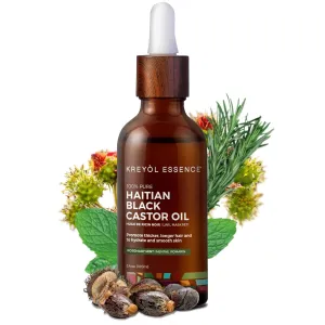 Kreyol Essence - Haitian Black Castor Oil for Skin and Hair, Glass Bottle - Cold Pressed Castor Oil, Hexane Free Castor Oil, Paraben Free, Natural Ingredients