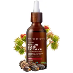 Kreyol Essence - Haitian Black Castor Oil for Skin and Hair, Glass Bottle - Cold Pressed Castor Oil, Hexane Free Castor Oil, Paraben Free, Natural Ingredients
