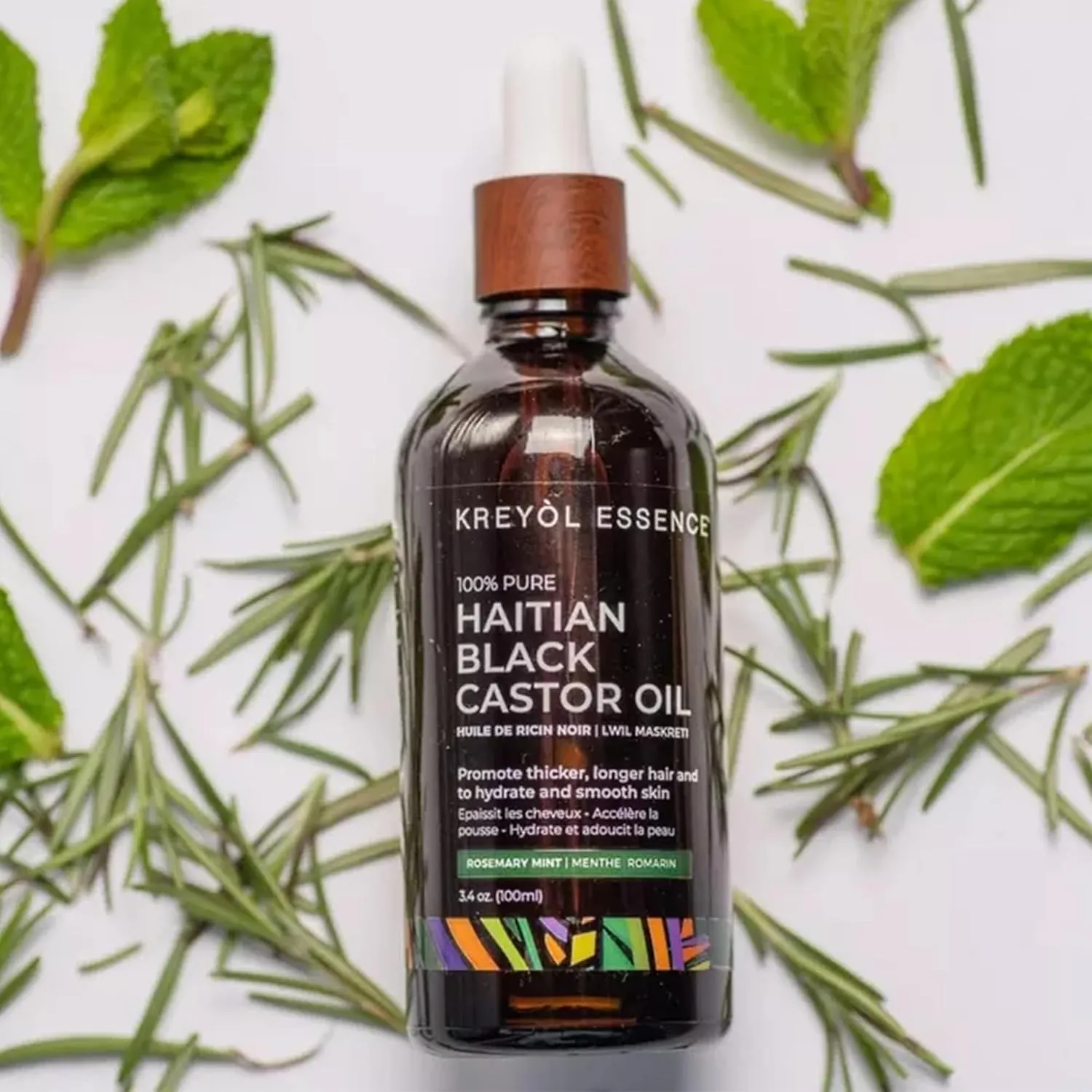Kreyol Essence - Haitian Black Castor Oil for Skin and Hair, Glass Bottle - Cold Pressed Castor Oil, Hexane Free Castor Oil, Paraben Free, Natural Ingredients