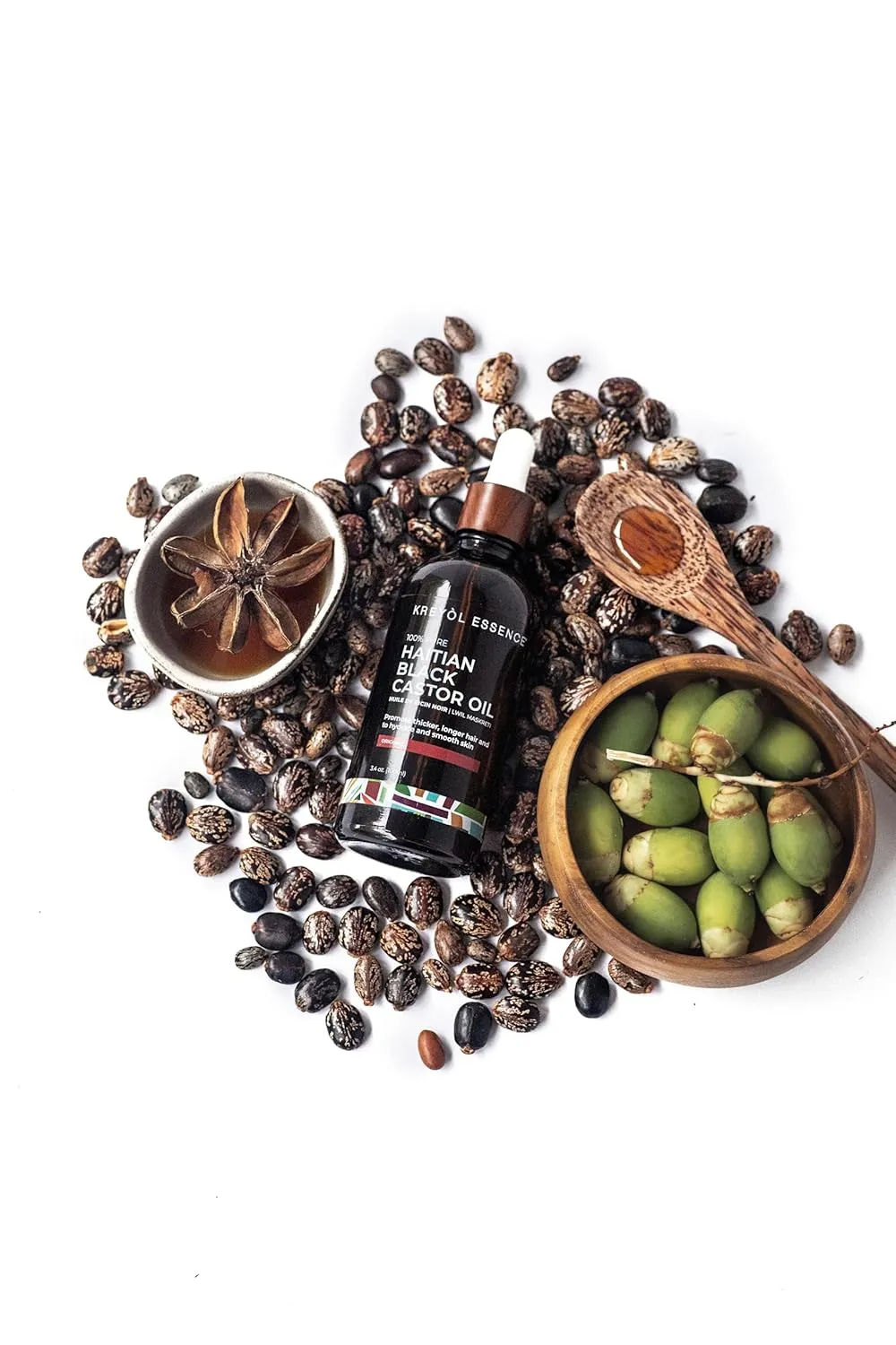 Kreyol Essence - Haitian Black Castor Oil for Skin and Hair, Glass Bottle - Cold Pressed Castor Oil, Hexane Free Castor Oil, Paraben Free, Natural Ingredients