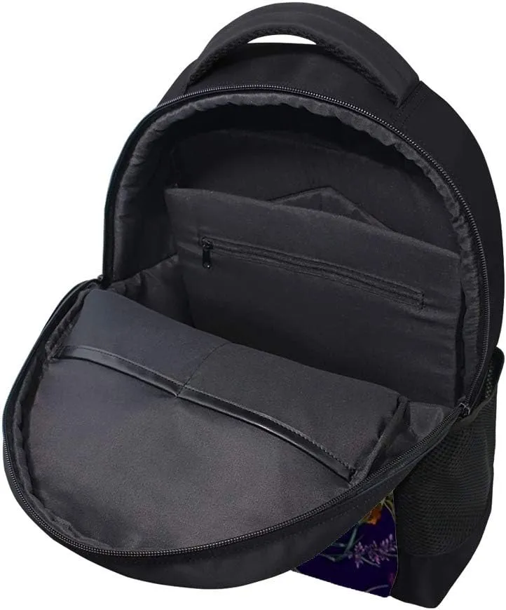 Kuizee Classic Backpack Adjustable Padded Shoulder Straps Daypack ﻿Kerosene Lamp Roses Fairy Tale Goth Purple Book Bag Casual Bags Durable College School Daily 16Inch