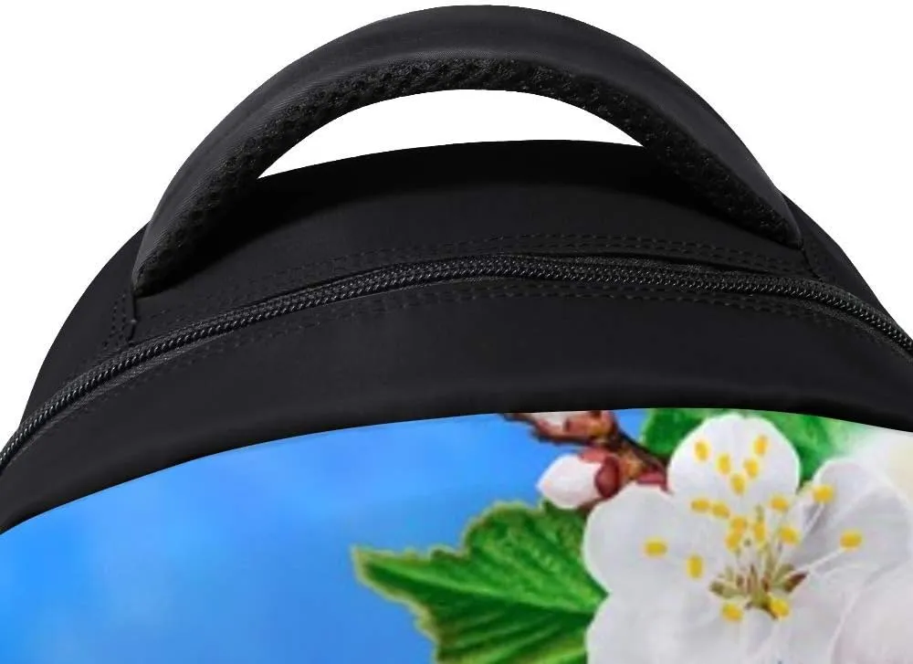 Kuizee Classic Backpack Schoolbag Adjustable Padded Shoulder Straps Daypack Blooming Cherry Blossoms Butterfly Birds Spring Casual Bags Durable College Daily 16Inch