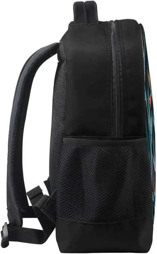 Kuizee Classic Backpack Schoolbag Adjustable Padded Shoulder Straps Daypack Dark Tropical Leaves Bird Paradise Flower Casual Bags Durable College Daily 16Inch