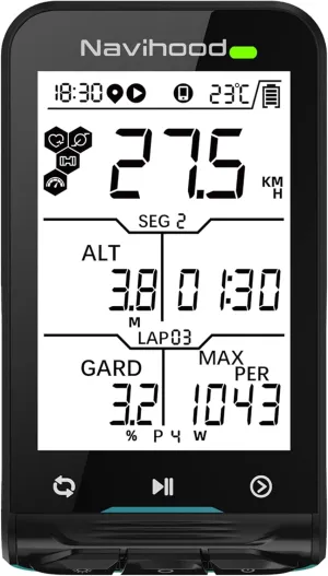 L3 GPS Bike Computer Wireless, 2.6" Screen Cycling Computer,Bike Speedometer Bluetooth ANT , IPX7 Waterproof, Auto Backlight, Break-Proof Back Base,Supports HR/Speed/Cadence/Power Sensors