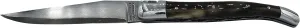 Laguiole en Aubrac Handcrafted Double Plates Folding Pocket Knife, 4.8-in (12cm), Solid Horn Handle, Damascus Blade, Stainless Steel Shiny Bolsters