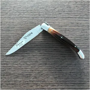 Laguiole en Aubrac Handmade Luxury Shiny Folding Pocket Steak Knife, 4-in (10 cm), Solid Horn Handle