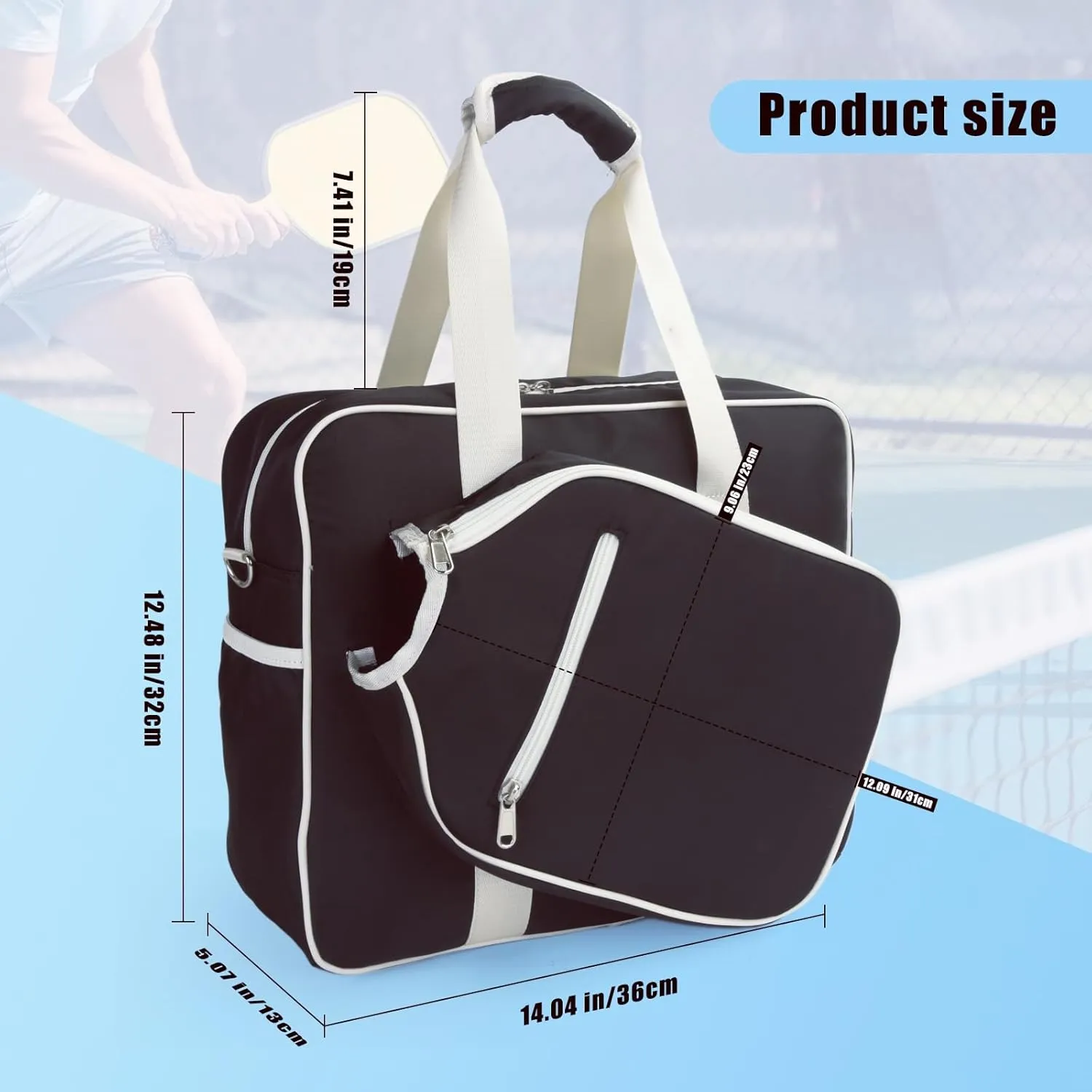 LAKE OF FIRE 3-in-1 Pickleball Bag Set, Pickleball Tote Bag for Women & Men with Thermal Cooler Purse & Paddle Sleeves