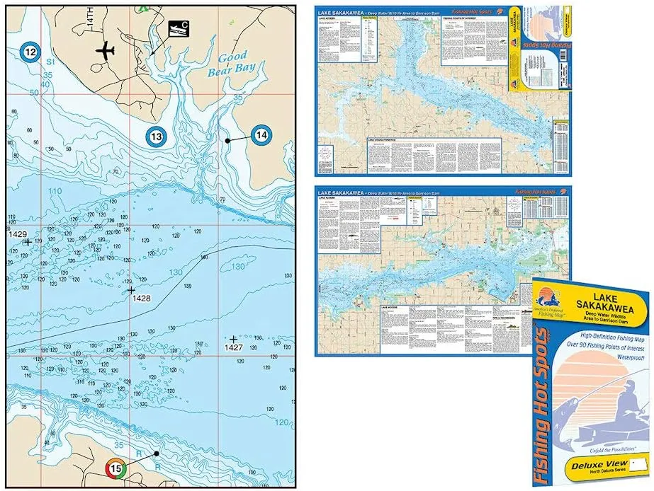 Lake Sakakawea Fishing Map #L792