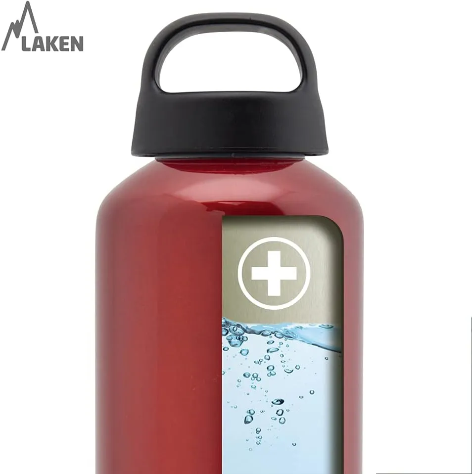 Laken Classic Aluminum Water Bottle, Wide Mouth with Screw Cap and Loop, BPA Free, Made in Spain, 20oz, Blue
