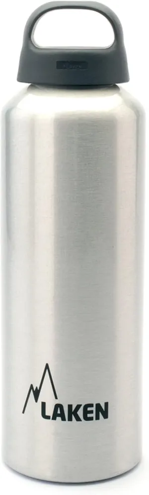 Laken Classic Aluminum Water Bottle, Wide Mouth with Screw Cap and Loop, BPA Free, Made in Spain, 25oz, Plain