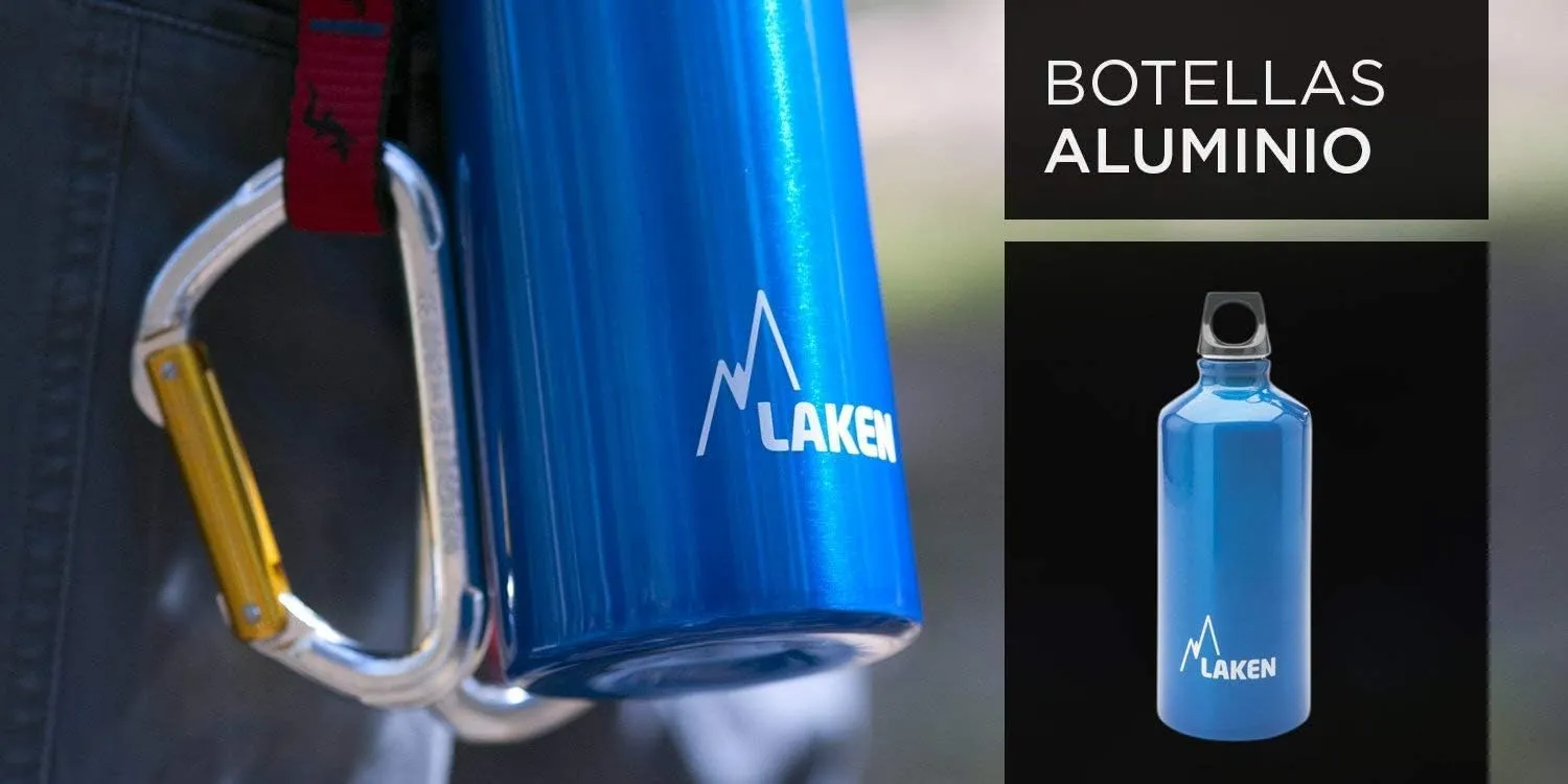 Laken Futura Aluminum Water Bottle - Narrow Mouth, Screw Cap with Loop - Leak-Proof, BPA Free, Made in Spain - 20oz, Light Green