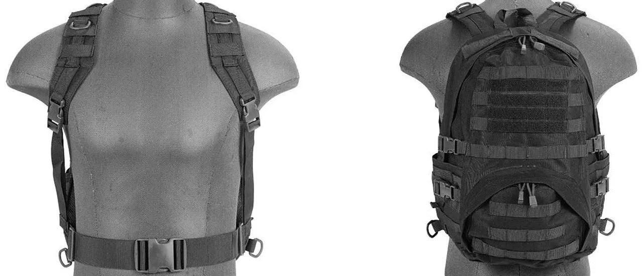 Lancer Tactical Nylon Patrol Backpack, Black | Durable Tactical Backpack