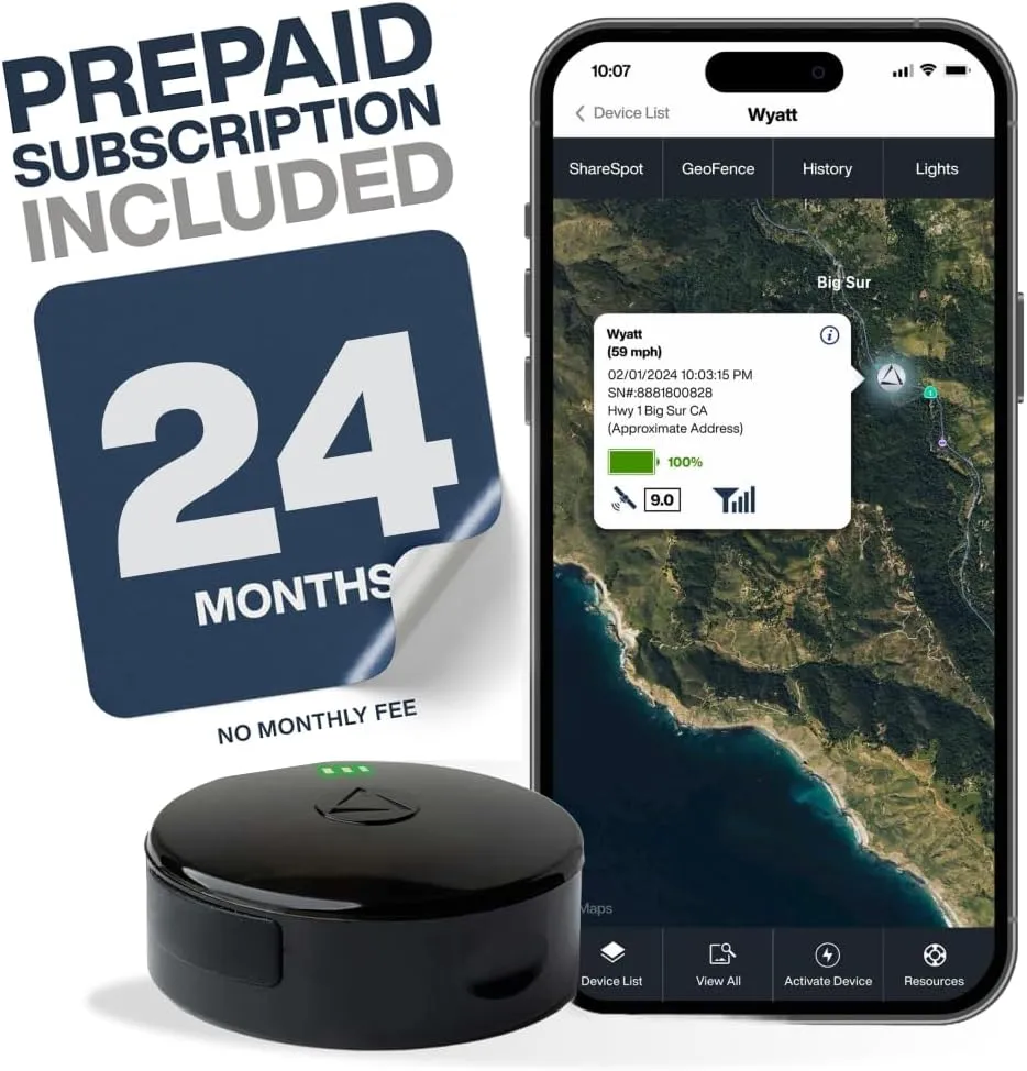 LandAirSea 54 GPS Tracker   24-Months No Monthly Fee. Long Battery, Magnetic, & Waterproof. Global GPS Tracker for Vehicles. Made in The USA from Domestic & Imported Parts