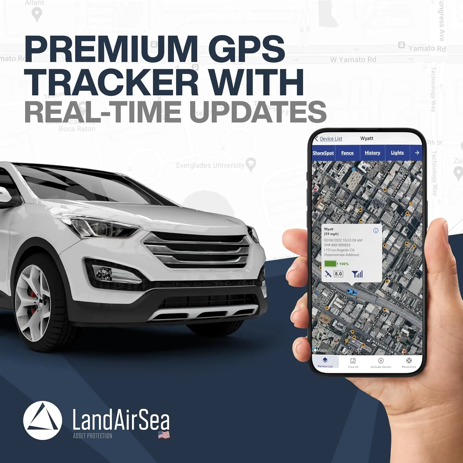 LandAirSea 54 GPS Tracker   6-Months No Subscription. Long Battery, Magnetic, & Waterproof. Global GPS Tracker for Vehicles. Made in The USA from Domestic & Imported Parts