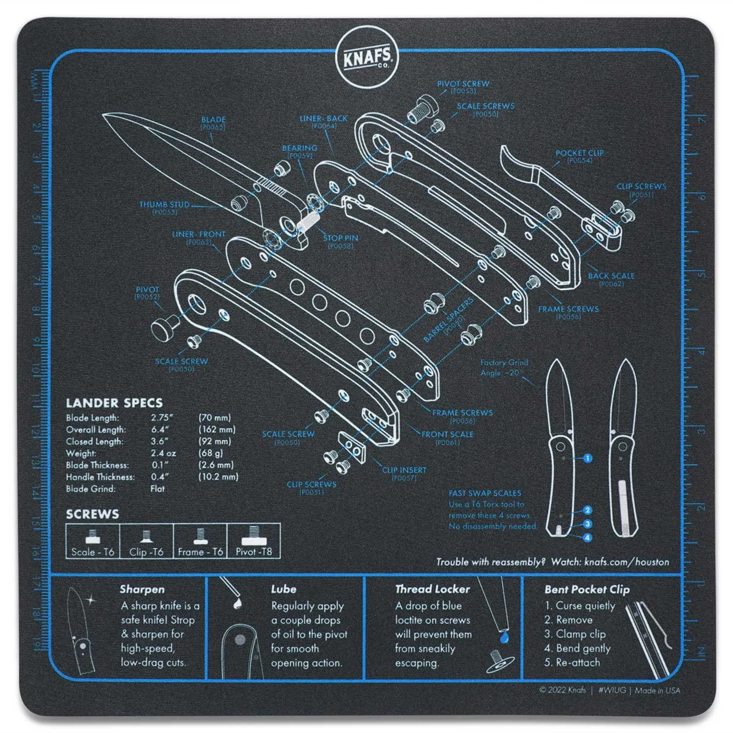 Lander 1 Pocket Knife Shop Mat - Mouse Pad