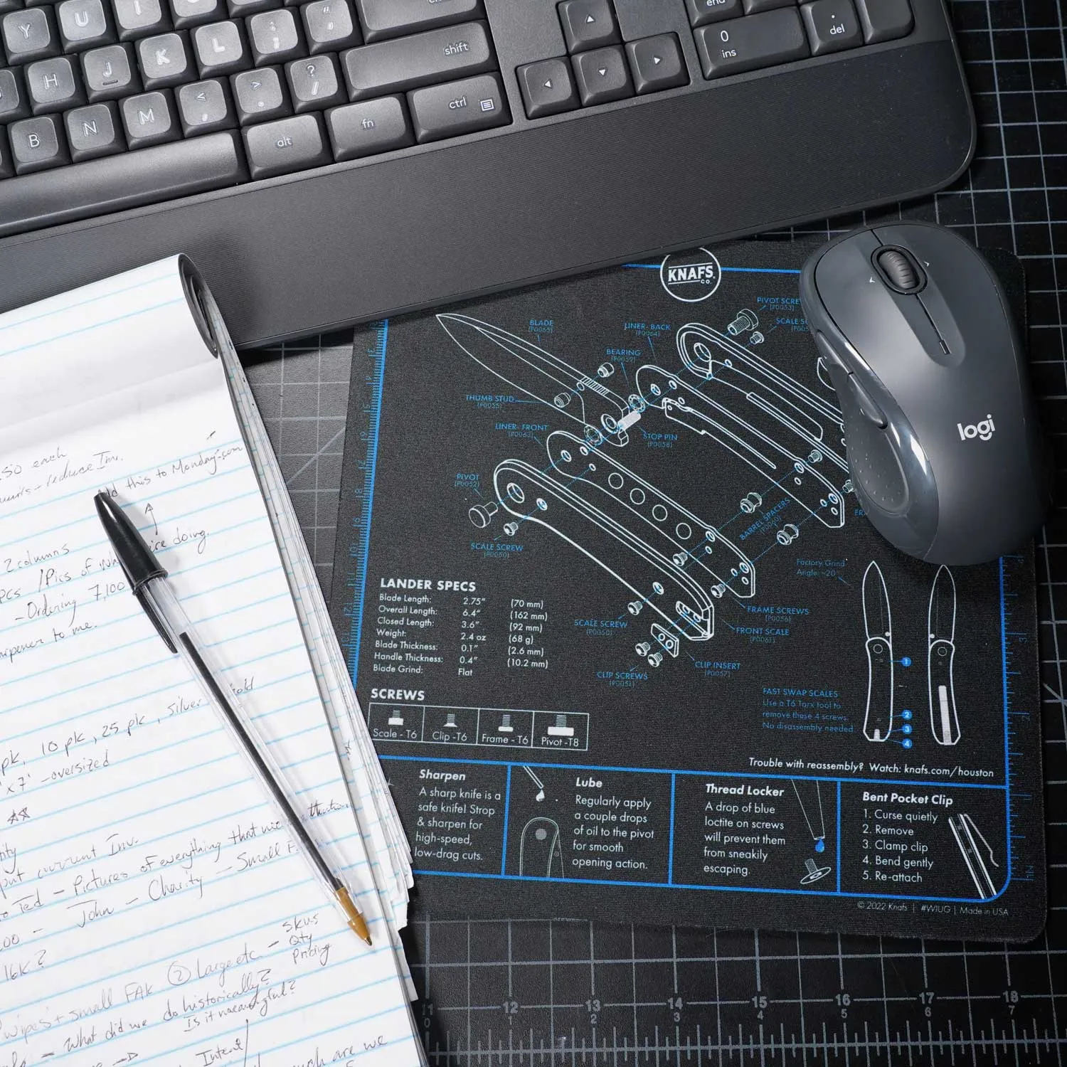 Lander 1 Pocket Knife Shop Mat - Mouse Pad