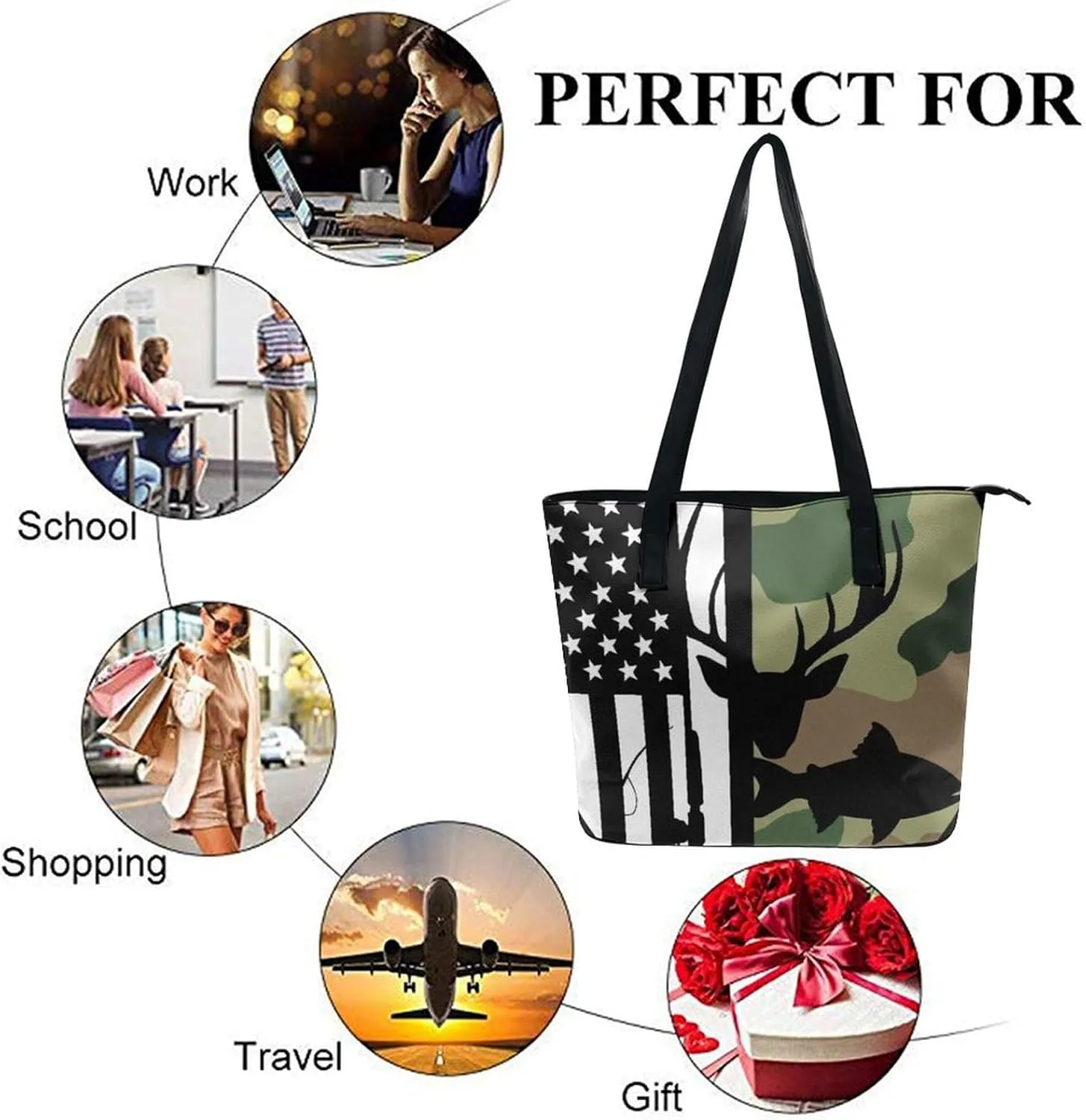 Large Leather Handbag Unisex Travel Lightweight Tote Bag For Daily Use