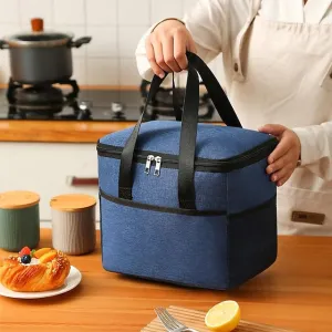 Large Oxford Cloth Lunch Bag Back to School - Waterproof Insulated Tote, High Capacity Picnic Cooler Bag, Ionized Thermal Lunchbox Carrier