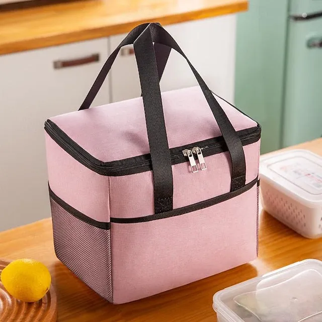 Large Oxford Cloth Lunch Bag Back to School - Waterproof Insulated Tote, High Capacity Picnic Cooler Bag, Ionized Thermal Lunchbox Carrier