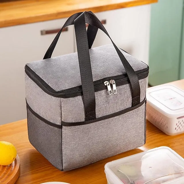 Large Oxford Cloth Lunch Bag Back to School - Waterproof Insulated Tote, High Capacity Picnic Cooler Bag, Ionized Thermal Lunchbox Carrier