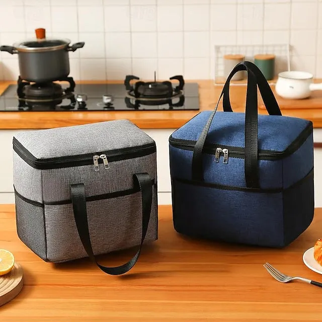 Large Oxford Cloth Lunch Bag Back to School - Waterproof Insulated Tote, High Capacity Picnic Cooler Bag, Ionized Thermal Lunchbox Carrier