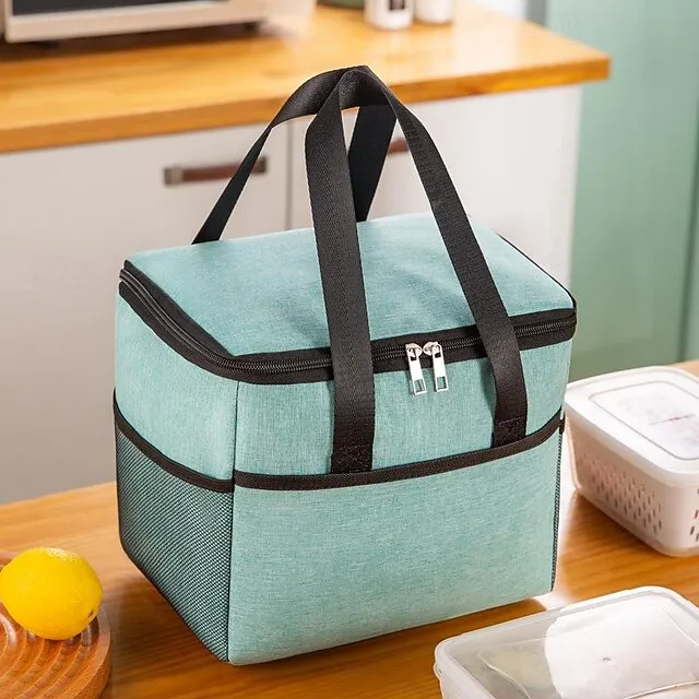 Large Oxford Cloth Lunch Bag Back to School - Waterproof Insulated Tote, High Capacity Picnic Cooler Bag, Ionized Thermal Lunchbox Carrier