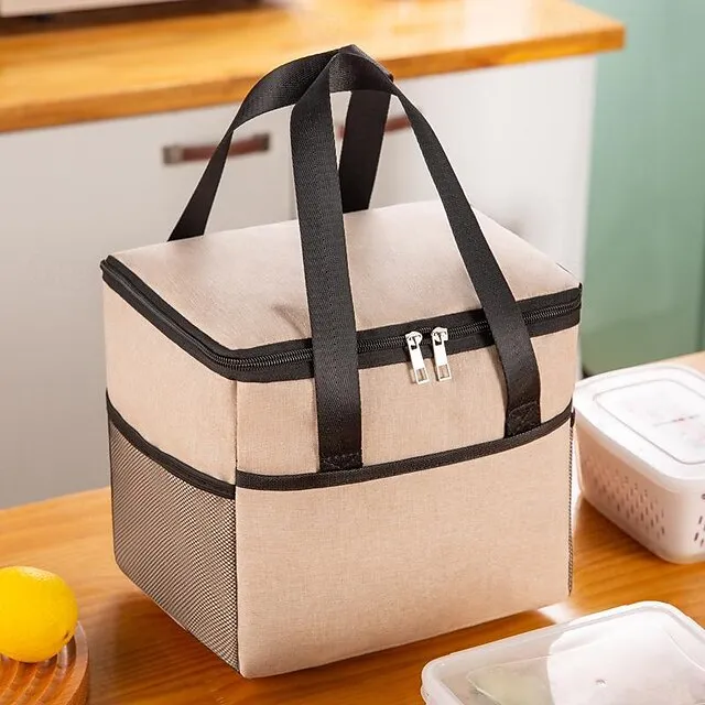 Large Oxford Cloth Lunch Bag Back to School - Waterproof Insulated Tote, High Capacity Picnic Cooler Bag, Ionized Thermal Lunchbox Carrier