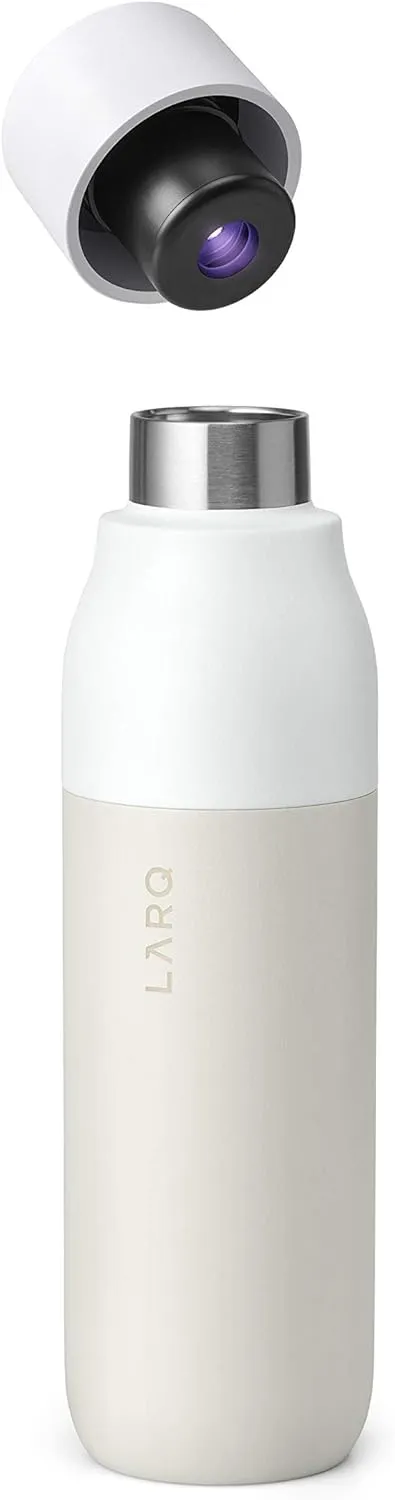 LARQ Bottle PureVis 17 oz - Self-Cleaning and Insulated Stainless Steel Water Bottle with UV Water Purifier and Award-winning Design | Reusable & Travel Friendly, 1-Year Warranty, Granite White