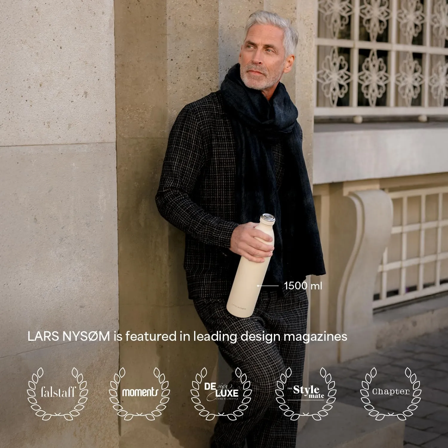 LARS NYSØM Stainless Steel Insulated Water Bottle 12oz 17oz 25oz 34oz 51oz | Insulated Thermo Flask for Hot and Cold Beverages | Leakproof Drinking Bottle (Berry Red, 33.9oz)