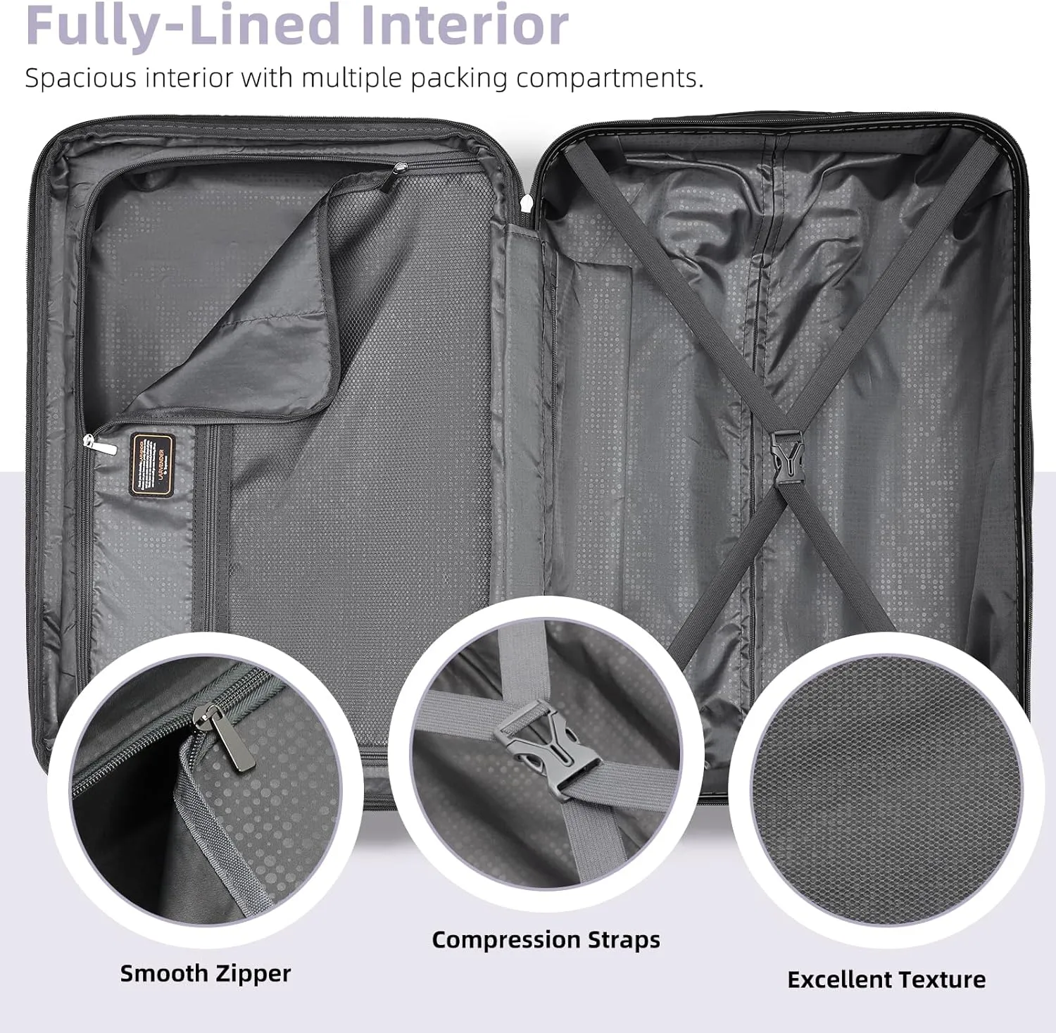 LARVENDER Luggage Sets 6 Piece Hardshell Expandable Suitcases with Spinner Wheels TSA Lock, Lightweight ABS Travel Carry On Suitcase Set for Women, Lavender