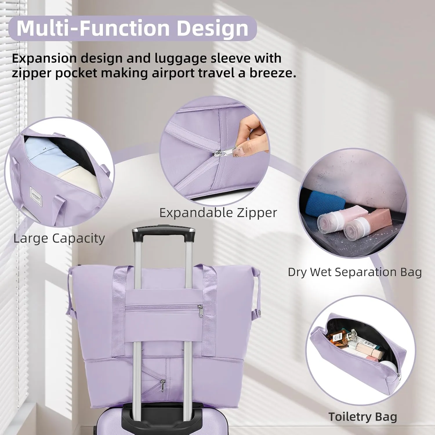 LARVENDER Luggage Sets 6 Piece Hardshell Expandable Suitcases with Spinner Wheels TSA Lock, Lightweight ABS Travel Carry On Suitcase Set for Women, Lavender