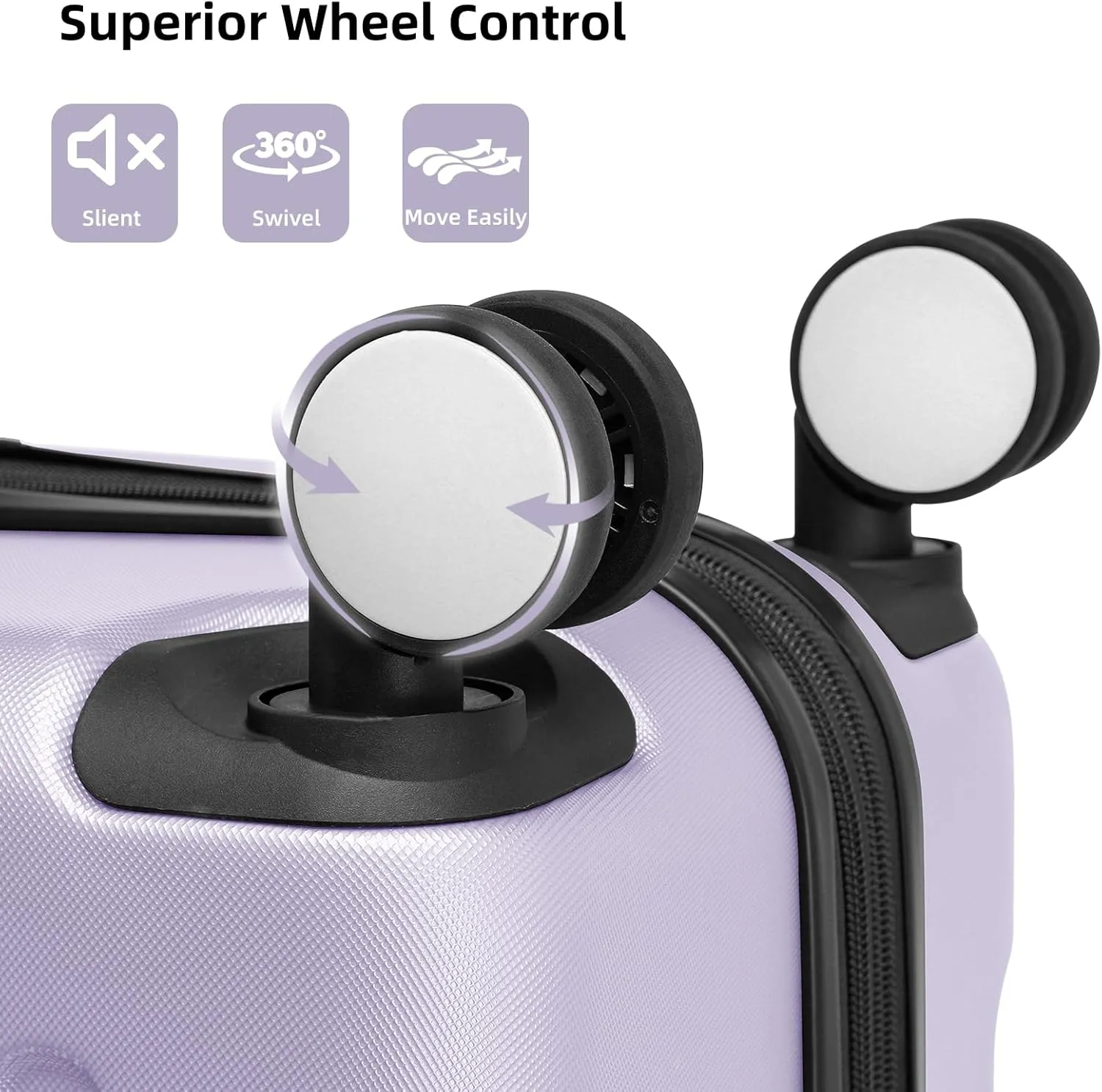 LARVENDER Luggage Sets 6 Piece Hardshell Expandable Suitcases with Spinner Wheels TSA Lock, Lightweight ABS Travel Carry On Suitcase Set for Women, Lavender