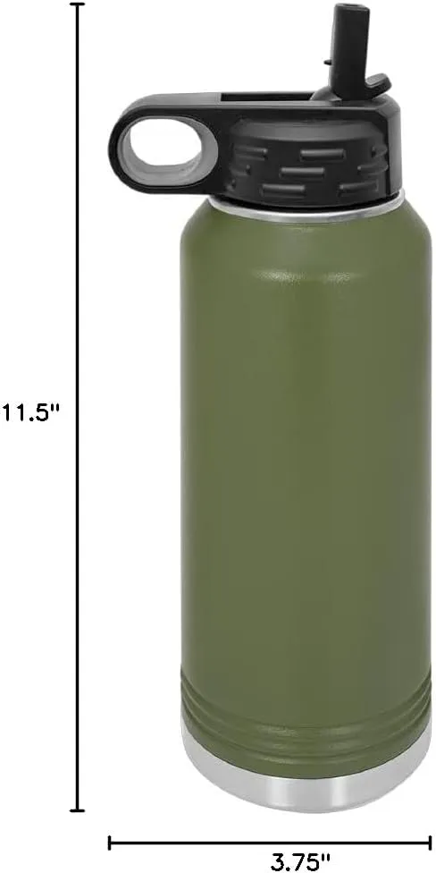 LaserGram Personalized Water Bottle, Grad Cap Class of 2023, 2024, 2025, 2026, 2027, Stainless Steel Double Wall Vacuum Insulated with Flip Top Straw, Custom Engraved Gift (40oz / 1180ml Camo Green)