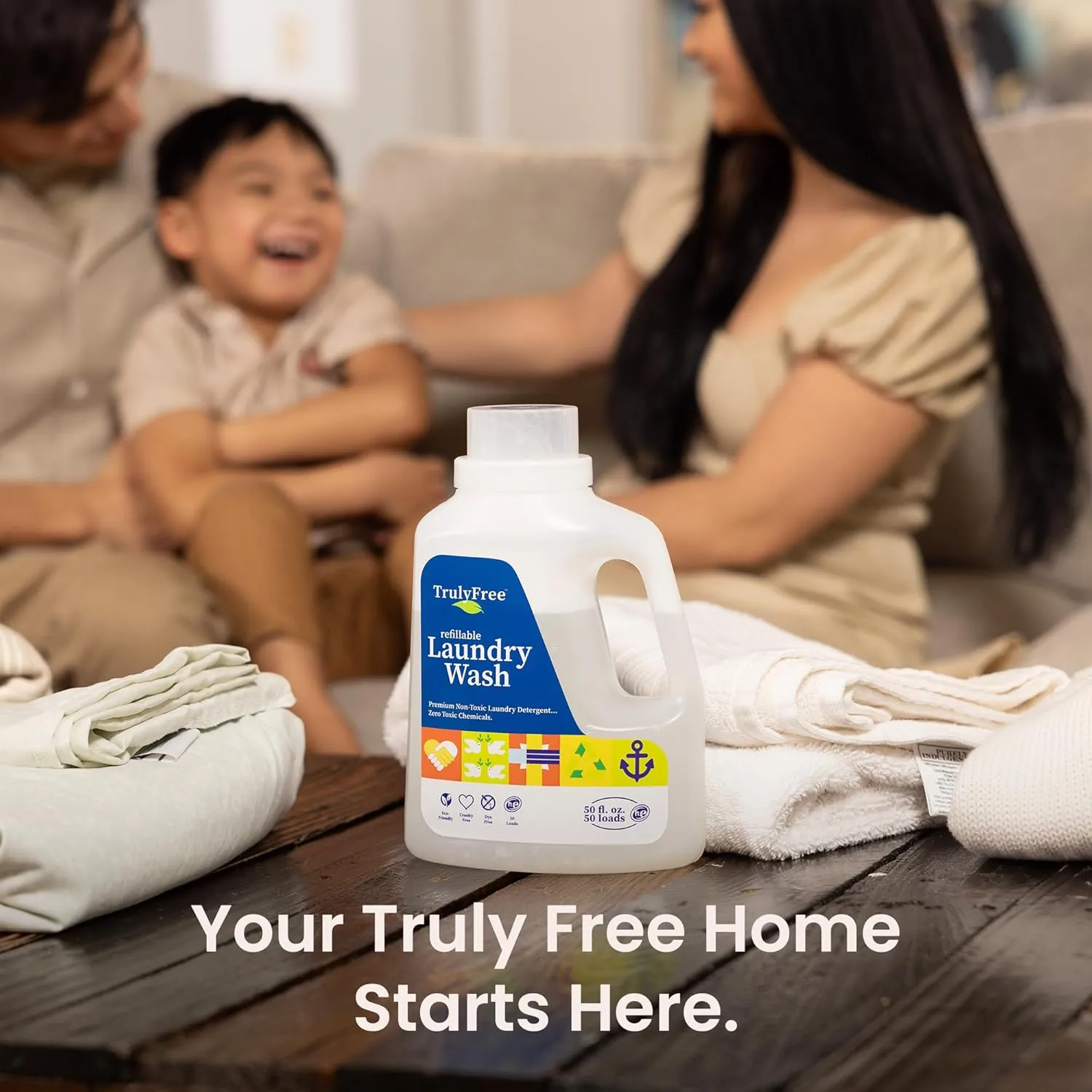Laundry Detergent for Sensitive Skin | Gentle & Safe for Baby Clothes | Plant-Based | Easy to Dissolve to Create a Liquid| Include 1 Refillable Bottle| Signature Scent (50 Loads)