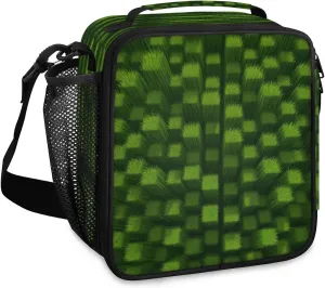 Lawn Grass Block Lunch Box for Women, Reusable Insulated Lunch Bag, Lunchbox for Adult with Shoulder Strap, Lunch Tote Cooler Bags for Work Picnic Camping