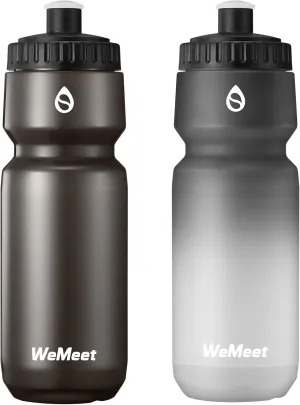 Leak Proof Bicycle Water Bottle, 2-Pack Bike Water Bottle, BPA Free, Cycling & Sport Squeeze, with Capacity Scale, for Riding, Gym (Black & Black White, 24oz)