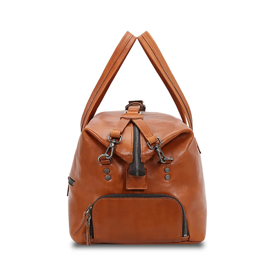 Leather Travel Duffel Bag with Organized Storage Pockets